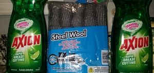 2 Axion liquid dish soap 1 packet of 15 steel wool